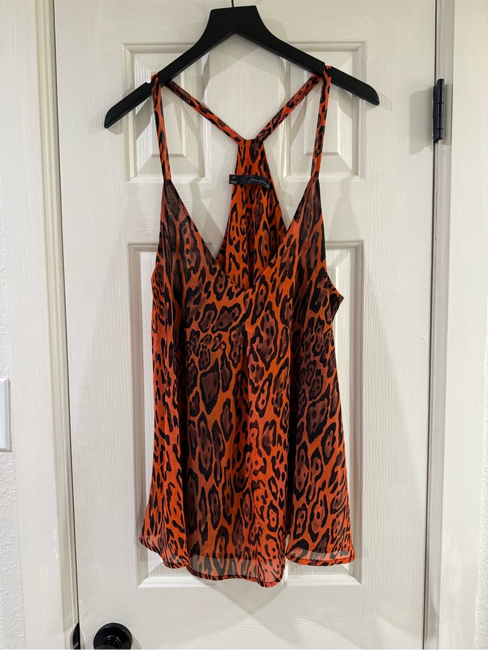 Patterson J. Kincaid Orange Leopard Print Flowy Cami Top Size M